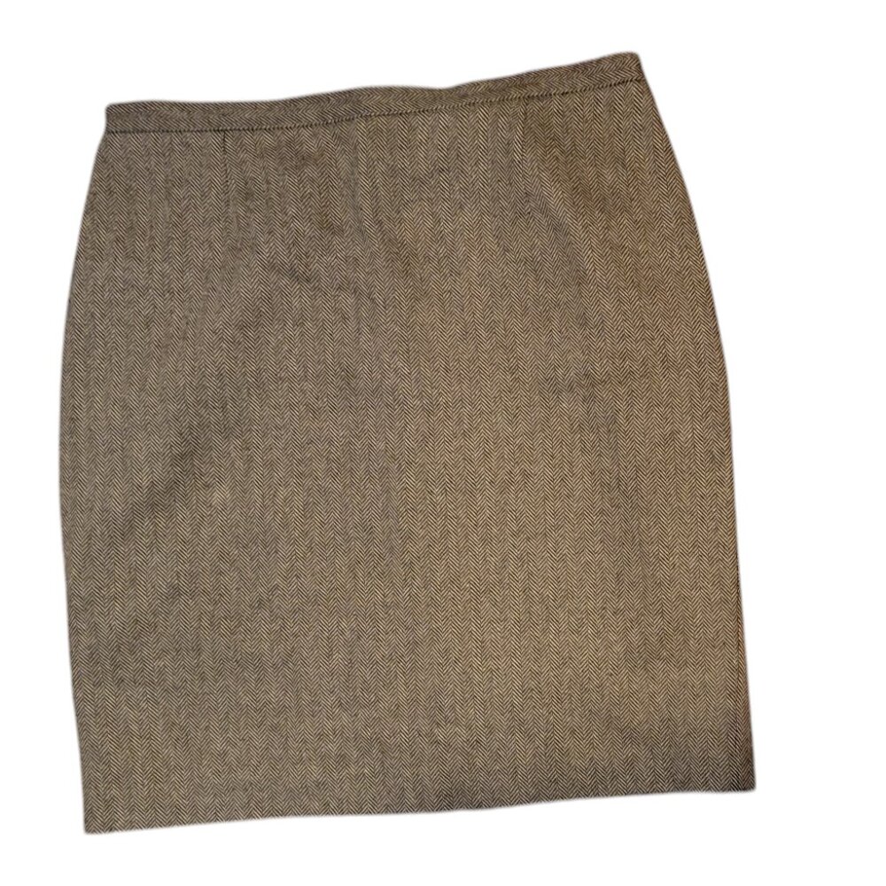Laura Gayle Classics Vintage Wool Blend Tan/Brown Herringbone Pencil Skirt
